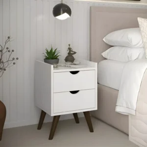 Mesa cabeceira lateral 2 gavetas – branca